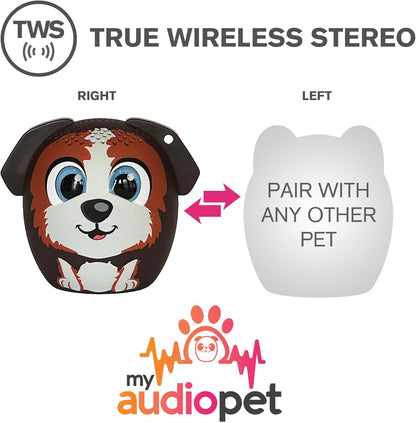 TWS Mini Bluetooth Animal Wireless Speaker for Kids of All Ages - True Wireless Stereo – Pair with Another TWS Pet for Powerful Rich Room-Filling Sound (Bark Buddy Puppy)