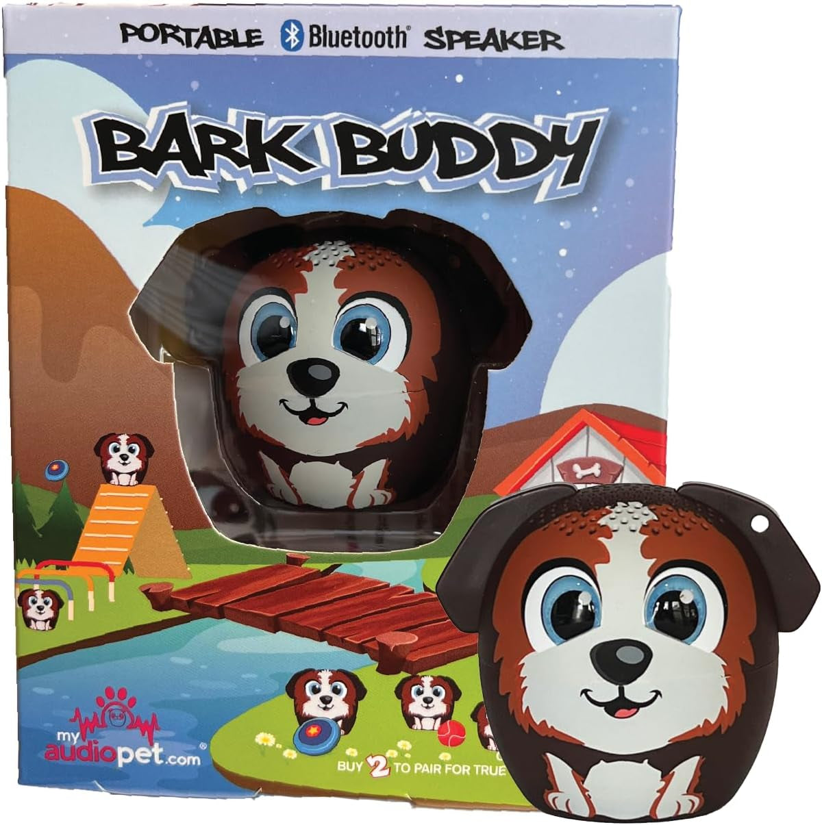 TWS Mini Bluetooth Animal Wireless Speaker for Kids of All Ages - True Wireless Stereo – Pair with Another TWS Pet for Powerful Rich Room-Filling Sound (Bark Buddy Puppy)